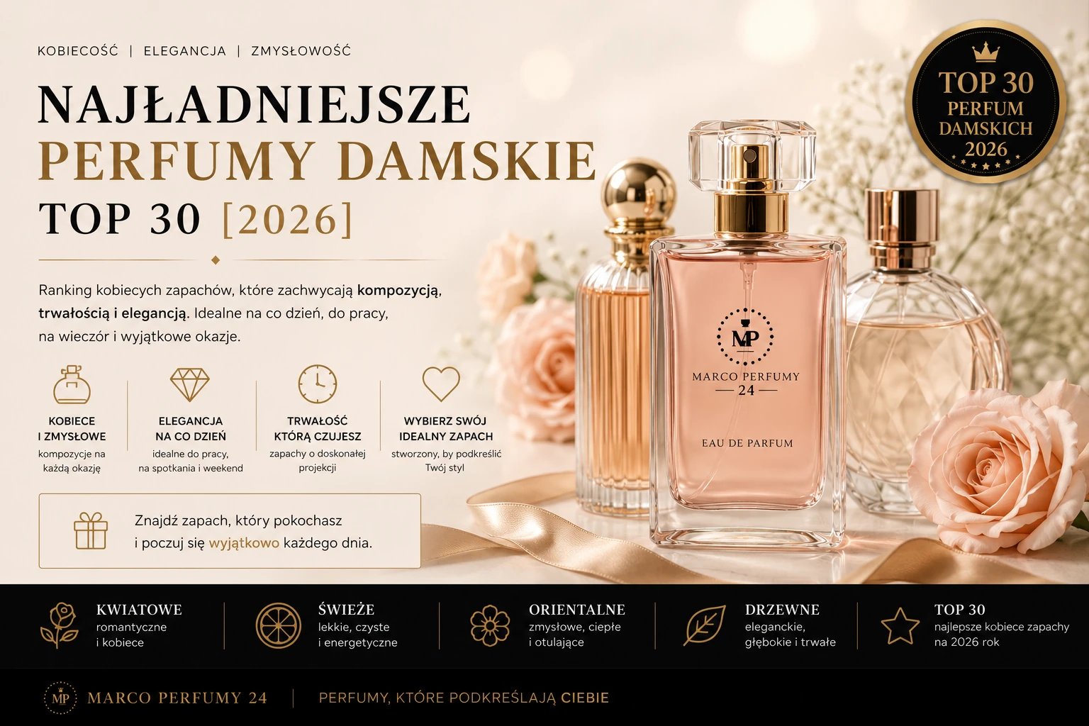 Najładniejsze perfumy damskie 2026 – ranking TOP 30 perfum MP
